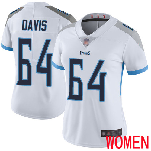 Tennessee Titans Limited White Women Nate Davis Road Jersey NFL Football 64 Vapor Untouchable